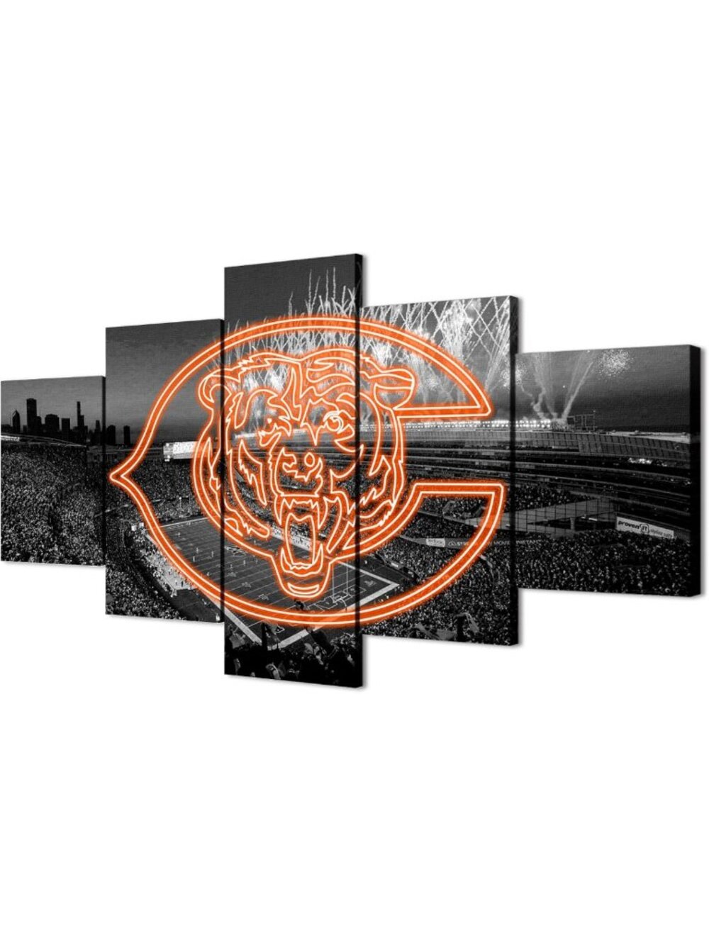 American Football Canvas Print Set - Chicago Stadium Wall Art for Home Decor
